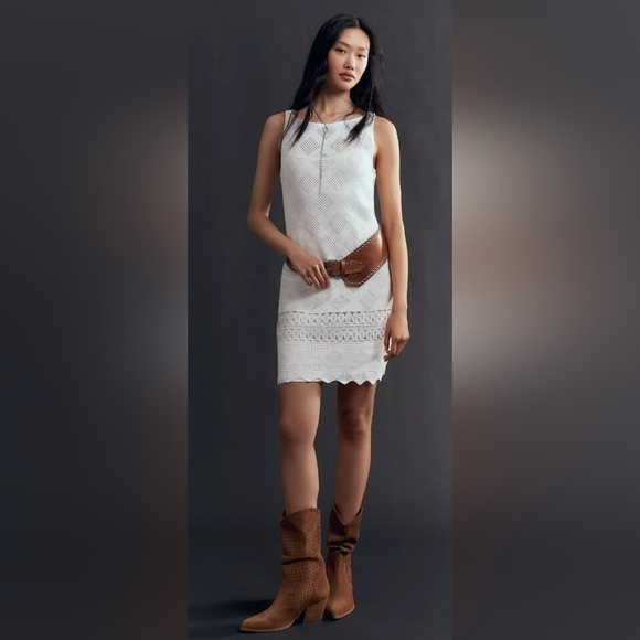 Anthropologie Dresses & Skirts - Anthropologie Sleeveless Crochet Boat-Neck Mini Shift Dress